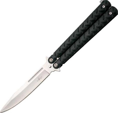 Couteau Papillon Third Alu Noir 13cm Inox Satine